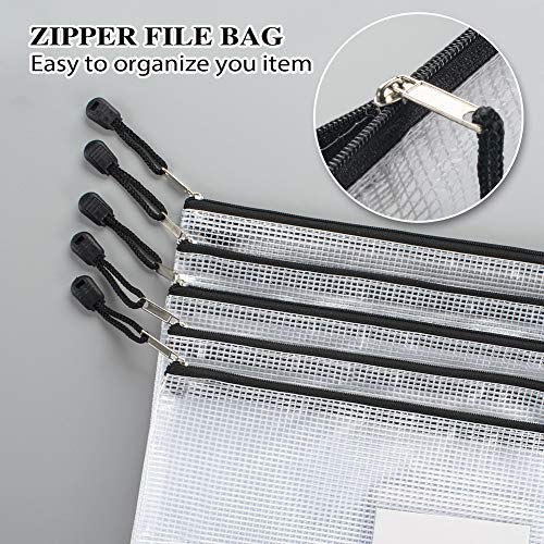 Sooez 20 Pack Mesh Zipper Pouch Bags, A4 Letter Size, Classroom Zipper Bags - style: 20 Pack (All Black)