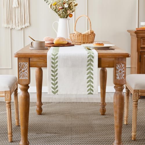 Embroidered Table Runner, Light Green Table Runners 90 Inches Long - color: Light Green, size: 13×90 Inch