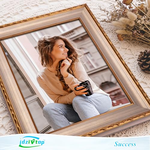 14x18 Frame Champagne Gold, Elegant Ornate 18x14 Picture Frame with Floral Trim, for 14 x 18inch Gallery Photo Pic with HD Plexiglass, 1.6in Widen 0.8in Thick, Horizontal Vertical Wall Display - color: Champagne Gold, size: 14x18in