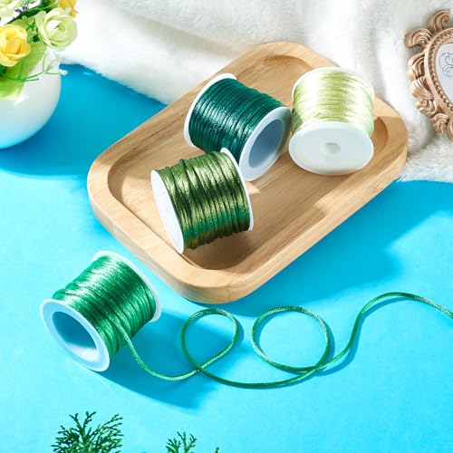 Elecrelive 40 Yards Rattail Satin Cords Green Nylon Beading String - color: Lime Green
