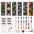 ACRNIGHEET 6PCS Cross Stitch Kits Stamped Cross Stitch Bookmark Kit for Beginner Adults Easy Flower DIY Embroidery Bookmark Kit Needlepoint Kits with Instructions Book Lovers Craft Gift 8.5''x3'' 11CT - style: Floral patterns 3