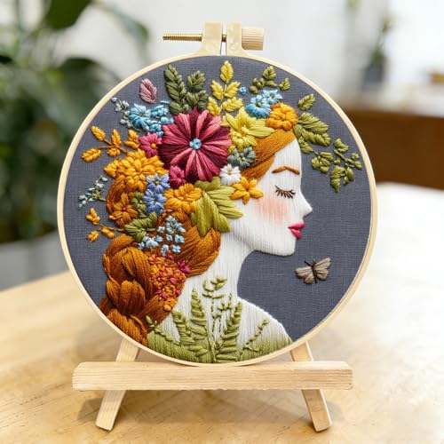 3 Packs Embroidery Kit for Adults, Embroidery for Beginners (Girl-1) - color: Girl-1