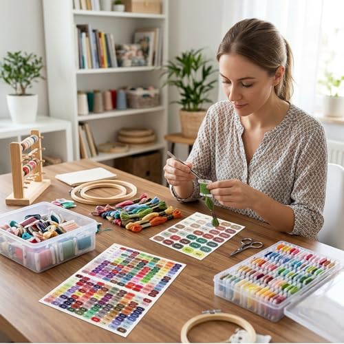 500PCS Thread Number Stickers, Embroidery Thread Organizer, Floss Drops for Craft Supplies, Embroidery Floss Organizer with Floss Labels, Embroidery Stickers for Needlework Projects