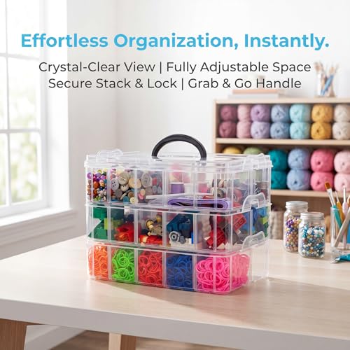 2Pack 3-Tier Stackable Storage Box, 30 Adjustable Compartments Organizer - size: 30 Grids