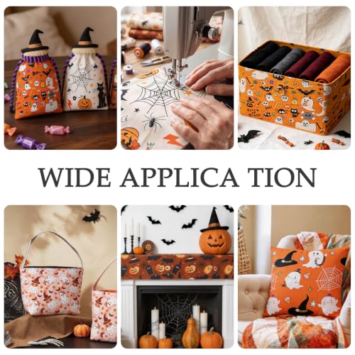 6 Pcs 18 x 21 Inches Halloween Cotton Fabric Precut Quilting Fabric Bundles Solid Colors Quilt Material for DIY Craft Sewing Embroidery - color: Halloween