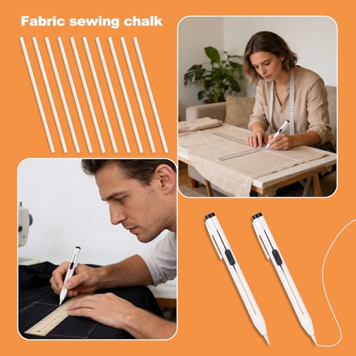 Fukaisu 28pcs Fabric Chalk Pen Set, White Chalk Cartridge Set Tailor Pencils Marking Tool for Sewing Quilting Dressmaking DIY Crafts Supplies
