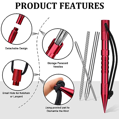 Ferraycle 12 Pcs Paracord FID Knotters Tool Set Stainless Steel, Red - style: Red