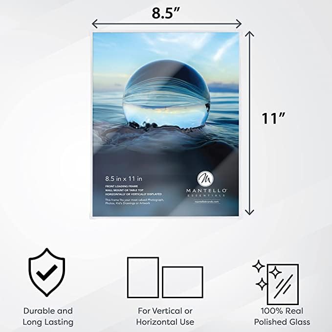 MANTELLO ESSENTIALS Front Loading Picture Frame Set - 6-Pack | 4x6, 5x7, 8x10, 8.5x11 (Clear, 8.5x11-6 Pack) - color: Clear, size: 8.5x11 - 6 Pack