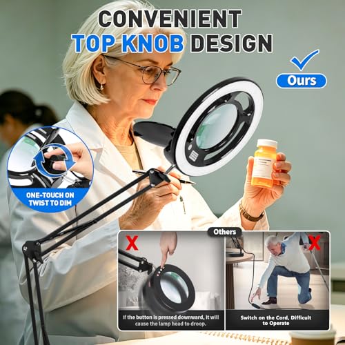 KIRKAS Magnifying Glass with Light, 2,200 Lumens Magnifying Lamp 12X - color: Black