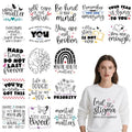 Wxiben Dtf Transfers Ready to Press - 20 Pcs Mental Health Iron on Transfers for T-Shirts Inspirational Heat Transfer Vinyl Decals Stickers Positive Awareness Iron on Patch for Clothing Bag DIY Craft - style: Mental Health