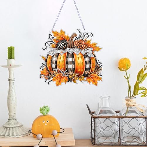 ARPADAMO Pumpkin Diamond Art Kits for Adults, Acrylic Hanging Suncatcher - color: DP05089