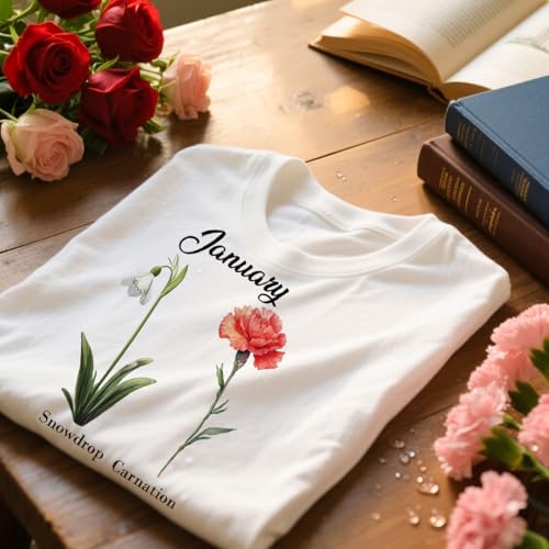 12Pcs Birth Month Dtf Transfers Ready to Press Birthday Flowers Iron on Transfers for Tshirts Floral Transfer Vinyl Stickers for Clothing Pillows Bag DIY Crafts - color: Birth Month