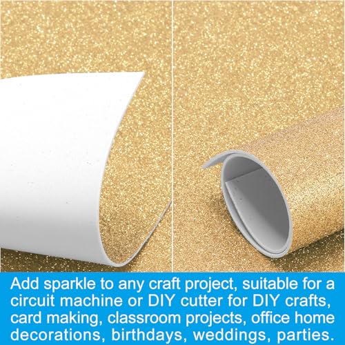 PATIKIL Light Gold Shiny EVA Glitter Foam Sheet 11.8 x 7.9 Inch 2mm Thick Sparkle EVA Glitter Felt for Crafts DIY Project, 5 Pcs - color: Light Gold