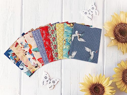 Craftido -25 Options- 100% Cotton Quilting Fabric Bundles 10pcs Fat Quarters 18”x21”-Medium Weight 5.2 oz- Soft Cotton for Quilting, Sewing Project, Patchwork, DIY Crafts – Japanese Style - color: Japanese Style