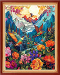Dimensean Stamped Cross Stitch Kits Full Range of Embroidery Patterns Starter Kits for Beginners Adult DIY Cross Stitches Needlepoint Kits 11CT-Forest Hummingbird 16x20 inch - color: Arts kits 20