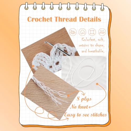 3 Pack Crochet Thread, 100% Cotton Size 3 Lace Yarn Set White - color: White