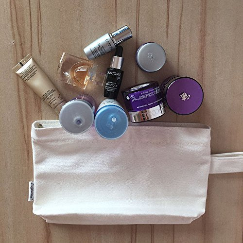 Multi-purpose Cotton Canvas Zipper makeup Bag Pouch 4-pack - color: White