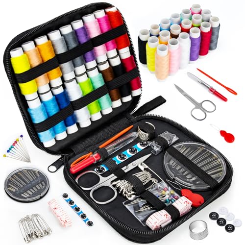Sewing Kit Basic for Adults, 87 Pcs Sewing Kit with Needle and Thread, Sewing Supplies Portable Travel Emergency Repair Kit for Beginners Home DIY, Gift for Mom and Grandma OKOMER - size: M