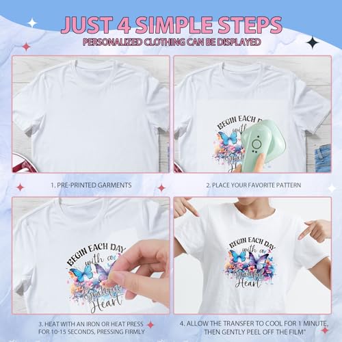 Wxiben Butterfly Iron on Transfers for T-Shirts - 20Pcs Butterfly Inspirational Dtf Transfers Ready to Press Heat Transfer Vinyl Stickers Flying Animal Floral Iron on Decals for Clothes Bag DIY Crafts - style: Butterfly Inspirational