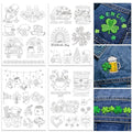 ORIGACH 4 Sheets Saint Patrick's Day Water Soluble Embroidery Patterns Stabilizers - Pre-Printed Lucky Shamrock Gnome Hat & Truck Designs - Stick & Stitch Embroidery Paper for Hand Sewing Lovers - color: Lucky Shamrock Gnome Hat & Truck