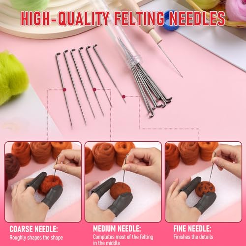 Needle Felting Kits Felt Needle Kit Wool Felting Kit 60 Colors Felting Wool - style: Style B