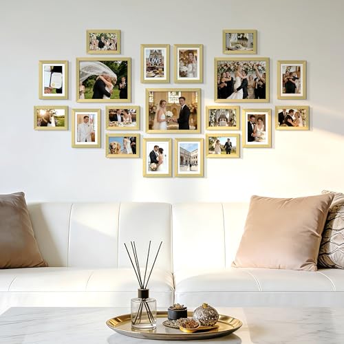 upsimples Picture Frames set of 19, Including 8x10, 5x7, 4x6 Gold Frame - color: Gold