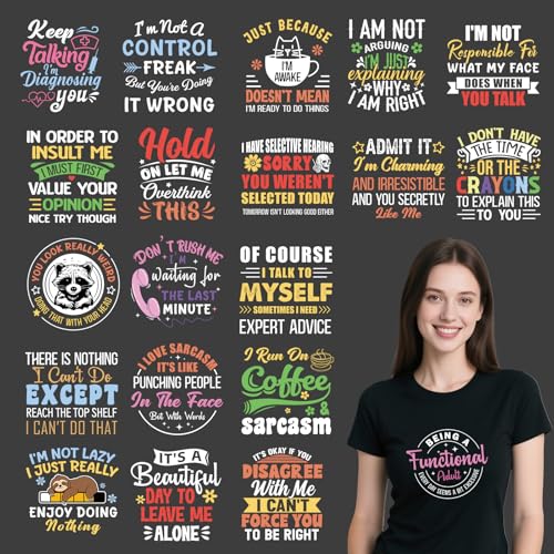 20Pcs Funny Sarcastic DTF Transfers Ready to Press Iron on Design - color: Funny Sarcastic