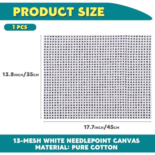 Knitgrip 1 Pack 18 x 14 Inches Needlepoint Canvas, 13 Mesh, Pure Cotton - size: 18 x 14 Inches