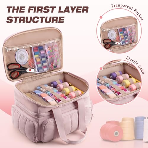 Marscamd Sewing Organizer Bag with Detachable Dividers, Pink (Bag Only) - color: Pink
