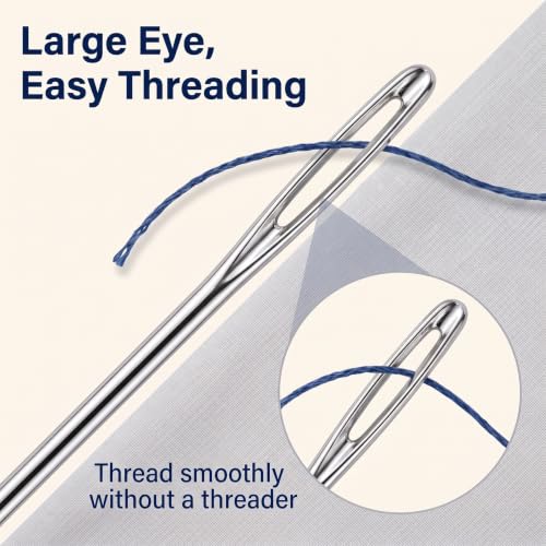 30 Pcs Stainless Steel Large Eye Sewing Needles, Sewing Sharp Needles, Embroidery Thread Needle, and Yarn Knitting Needles Leather Needle Hand Sewing Needles
