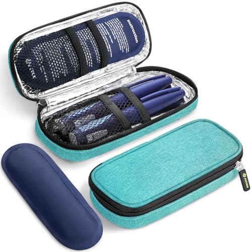 AUVON Lightweight Insulin Cooler Travel Case, 3-Layer Thickened Insulation - color: Green