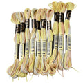 10 Skeins 6 Strands Yellow Hand Variegated Embroidery Floss Gradient Cross Stitch Thread Polyester Friendship Bracelet String Yarn Bracelets Threads Bulk for Sewing Knitting Crafts Stitching - color: Yellow