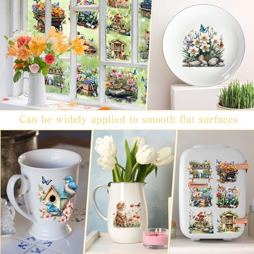 36 Pcs Spring Floral Rub-On Transfers for Furniture & Crafts - style: Green Garden