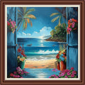 Dimensean Counted Cross Stitch Kit for Beginners, 11CT Unprinted Cross-Stitch Kit Easy Patterns Needlepoint Kit Cross Stitching Embroidery Kit Supplies- Seaside Homeland Scenery 18x18 inch - color: Patterns02