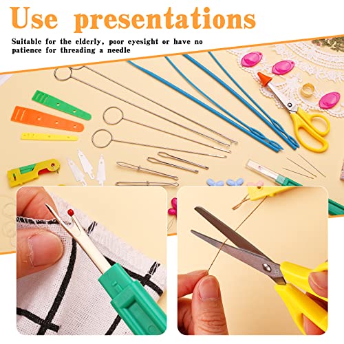 Fedmut 42 Pcs Drawstring Threader Tool Set Needle Threaders for Hand Sewing - color: 42pcs