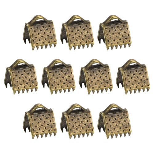 uxcell 280Pcs Ribbon Crimp Clamp Ends, 6mm Bookmark Pinch Crimp Ends, Cord Ends Fasteners Clasp Crimp Ends for DIY Bracelet Necklace Jewelry Making, Bronze Tone - color: Bronze Tone, size: 6mm