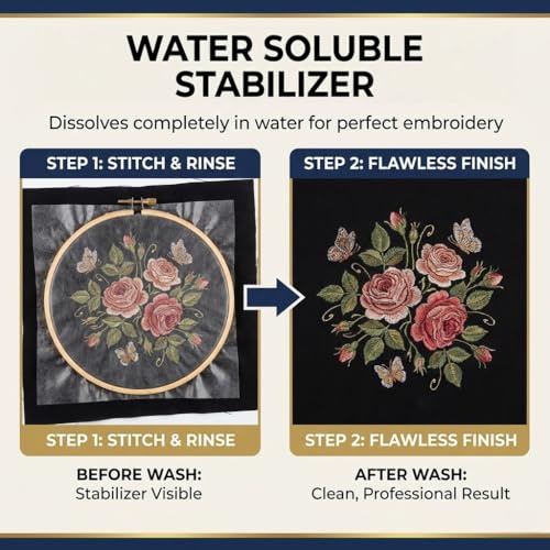 AIXUEXI Stick and Stitch Water Soluble Embroidery Paper 8.5 x 11 4 Pack