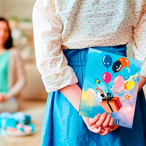 ACSAUMMY Diamond Art Painting Happy Birthday Cards, 8 Packs DIY 5D Diamond Greeting Cards Kits for Adults Diamond Art Birthday Cards with Envelopes Birthday Gifts for Families, Friends, Partners - color: Happy Birthday-8pcs