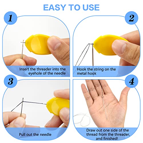 Lechchy Needle Threader for Hand Sewing & Sewing Machine - 10 Simple Needle Threaders for Embroidery Floss + 2 Seam Rippers + 2 Drawstring Threaders + 5 Needles - color: Style 1