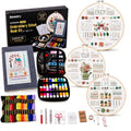 Homentry Embroidery Kit for Beginners | Gift Box with Full Set | Video Tutorial, 3pcs Hoops, 106 Patterns, 65 Water Soluble Designs, 86PCS Sewing Supplies | Starter Cross Stitch Book Kit