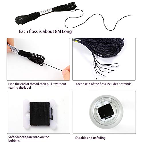 Pllieay 30 Skeins Friendship Bracelets Floss, Cross Stitch Threads - color: Black to White Gradient Grey
