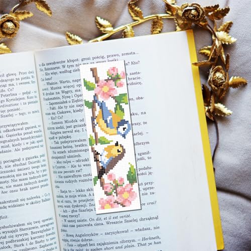 FREEBLOSS 6 Set Cross Stitch Bookmark Kit Stamped Cross Stitch Kit Four Flower and Birds Pattern Embroidery Set with Instruction for Adults 8''*2.4'' - style: Season Birds