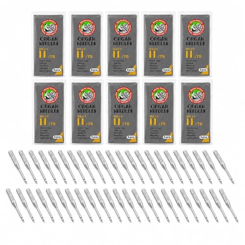 50 PCS Embroidery Sewing Machine Needles for Brother Size 75/11 130/705H HAx1 Sewing Needles for Brother Sewing Machine (5 Pack of 10 Needles) - style: 50pcs- 75/11