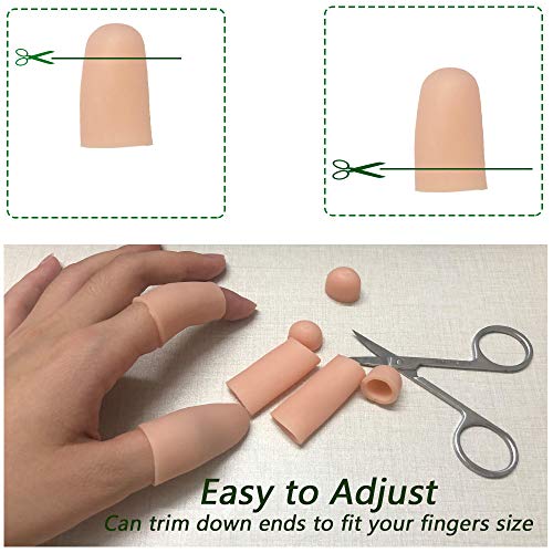 Kris-kikomy Gel Finger Protectors Finger Caps Silicone Fingertips Protection - Finger Cots Great for Trigger Finger, Finger Arthritis, Finger Cracking and Other Finger Pain Relief(Nude, Medium)