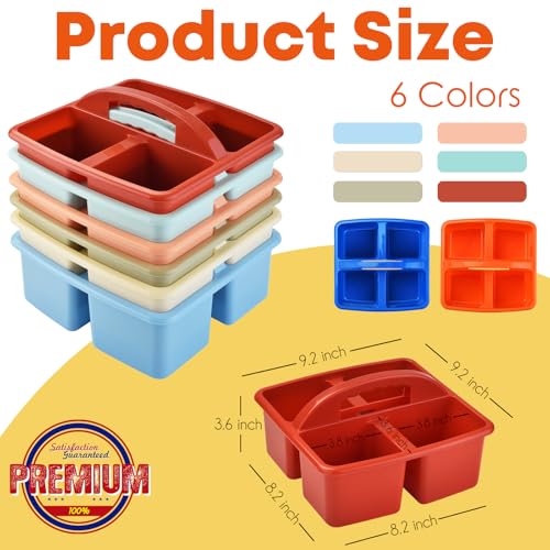 ALINK Plastic Classroom Caddy Organizer with Handle, 6-Pack 4 Compartments - color: Macaroon