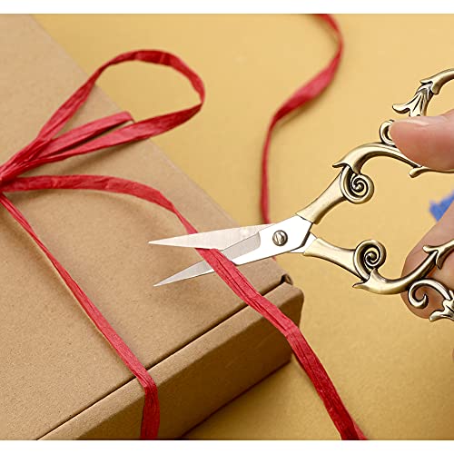 SHWAKK Embroidery Scissors 4.45in Ancient Cyan Gourd Flower Scissors - color: Gold gourd flower