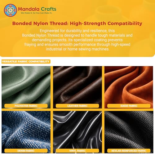 Mandala Crafts Size 69 210D T70 Gold Bonded Nylon Thread, 1500 YDs - color: Gold, size: T70 #69 210D/3 1500 Yards
