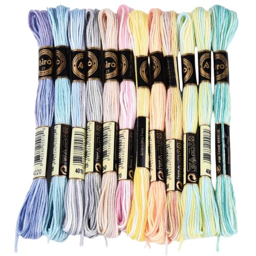 12 Skeins 105 Yards Colorful Friendship Bracelet String for Craft - color: Light Color Schemes