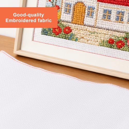 18 Mesh Needlepoint Blank Canvas, 50x35cm/19.69x13.78in White Embroidery Cross Stitch Fabric with Needles Accessories for Knitting & Crochet Projects Supplies