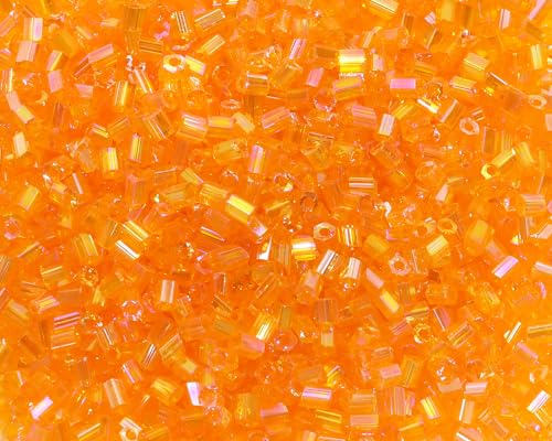 Glass Bugle Tube Mini Seed Beads 1400Pcs/30g 2 * 3mm Small Craft Loose Spacer Beads for DIY Bracelets Necklace Earring Jewelry Making (Orange) - color: Orange